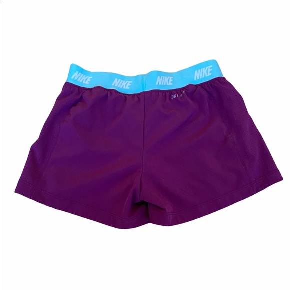 Girls Nike Athletic Running Shorts Size M Medium - Short Lined - Purple and Blue - Picture 2 of 4